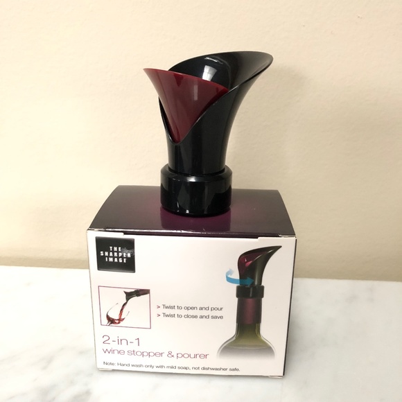 (New) The Sharper Image 2-In-1 Wine Stopper & Pourer Model WSI-ST50 - Picture 2 of 4